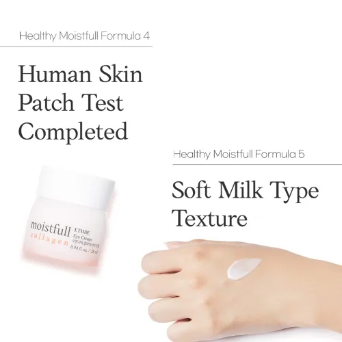 Vista 7 de ETUDE Moistfull Collagen Korean Eye Cream Super Collagen Water & Lupinus Albus Protein, crema hidratante para ojos, textura cremosa