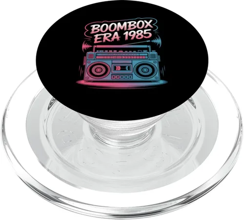 Vista 7 de Vintage Boombox Era 1985 Retro 80s Music Lover PopSockets Adhesive PopGrip