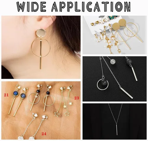 Vista 6 de UNICRAFTALE Metal Bar Charms Stainless Steel Bar Pendants Golden & Stainless Steel Color Charms Metal Necklace DIY Pendant for Earrings Jewelry