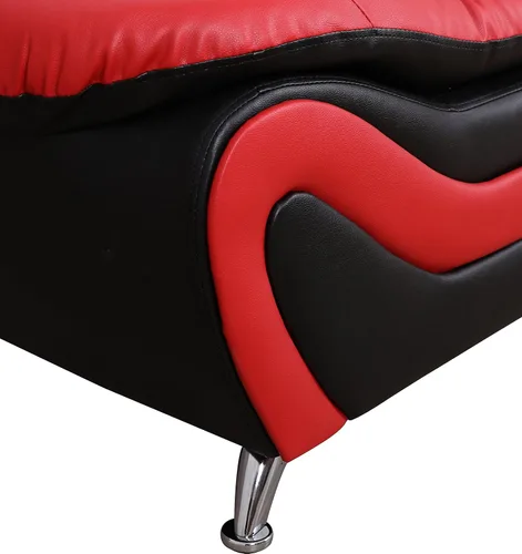 Vista 11 de Beverly Fine Furniture Aldo (3 piezas) Moderno juego de sofás, negro/rojo