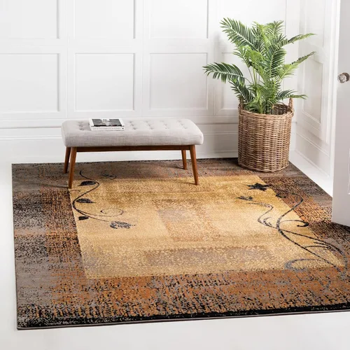 Vista 13 de Unique Loom Barista Collection - Alfombra Excelsa (octágono de 6 pies 1 pulgada, beige/marrón)