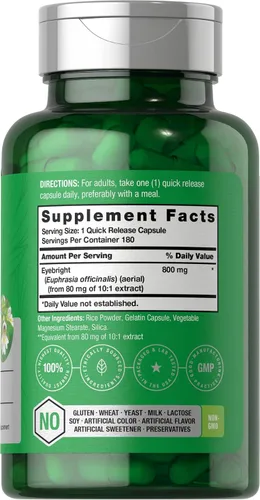 Vista 2 de Horbäach Eyebright Suplemento de hierbas 180 cápsulas Sin OMG, sin gluten