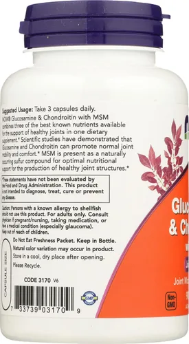 Vista 5 de NOW Foods Glucosamina y condroitina con MSM, 90