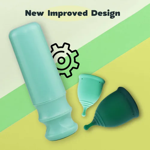 Vista 2 de Juego de lubricante y aplicador de copa menstrual - Herramienta de inserción fácil (verde) Funciona con la mayoría de las tazas, aplicador