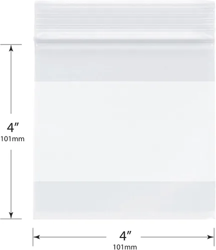 Vista 2 de Plymor 4 "x 4" (caja de 1,000), 2 mil con cremallera de bloque blanco bolsas de plástico con cierre