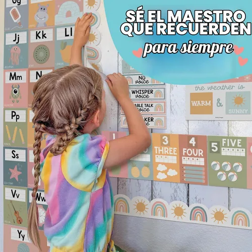 Vista 7 de Bordes de tablón de anuncios de 50 pies para decoración de tablones de Boho silenciado
