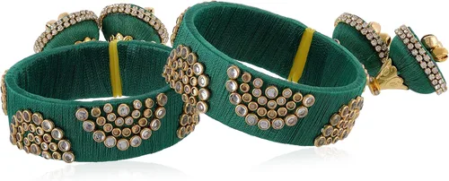 Vista 2 de AakarShana Jewels - Brazaletes de hilo de seda fabricados exclusivamente en la India, hechos a mano, coloridos, vibrantes, hermosos, usados en todas