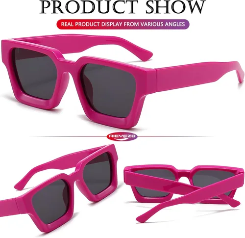 Vista 151 de AIEYEZO Gafas de sol cuadradas para mujeres y hombres, gafas de sol cuadradas con montura gruesa, estilo de diseñador simple