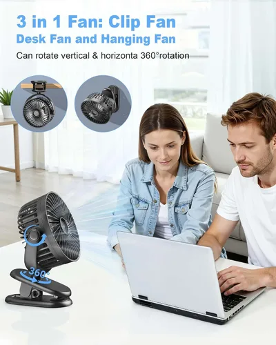 Vista 8 de TCJJ - Ventilador portátil con clip de 5200 mAh recargable para cochecito