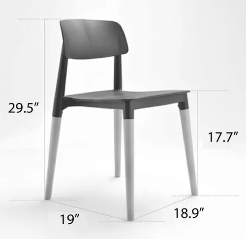 Vista 3 de Bel Dining Bistro Cafe Style - Juego de 2 sillas auxiliares minimalistas modernas (negro)