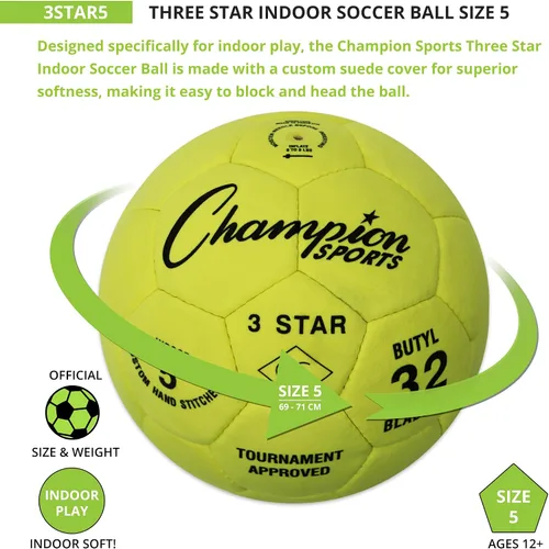 Vista 5 de Champion Sports Bola de fútbol interior de 3 estrellas