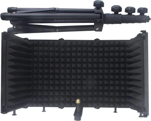 Vista 6 de GLEAM Escudo de aislamiento de micrófono: soporte de trípode de 2 pies 6 pulgadas a 5 pies 10 pulgadas de altura ajustable compatible con micrófonos