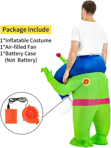 Vista 4 de Disfraz inflable de alienígena para adultos, disfraz de alienígena, enterizo para montar en fiesta de disfraces, disfraz de Halloween para hombres