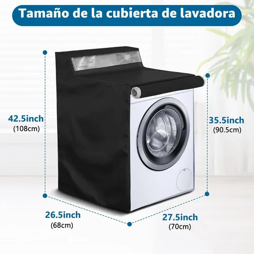 Vista 2 de AKEfit Paquete de 1 funda para lavadora, impermeable, a prueba de polvo, con cremallera y ventana transparente, apta para carga frontal o lavadora