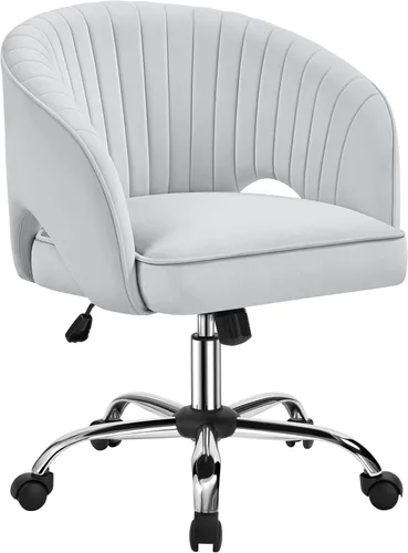 Vista 13 de Yaheetech Silla de Oficina para Casa, Silla de Escritorio de Cuero Sintético, Silla Giratoria Moderna con Respaldo Acolchado Tipo Barril, Ruedas