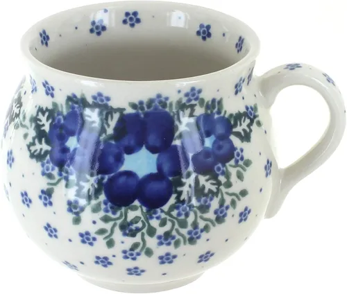 Vista 3 de Blue Rose Polish Pottery - Yellow Alyssa Bubble Mug - 14 oz - Unique Shape Mug for Coffee & Tea