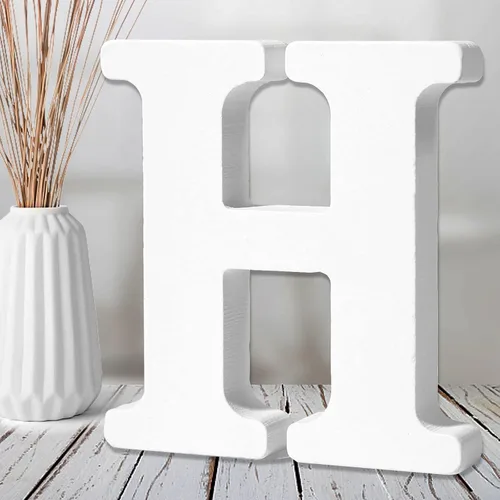 Vista 12 de AOCEAN Letras de madera blanca de 6 pulgadas, letras de madera sin terminar para decoración de pared, letras de pie, rebanadas, decoración