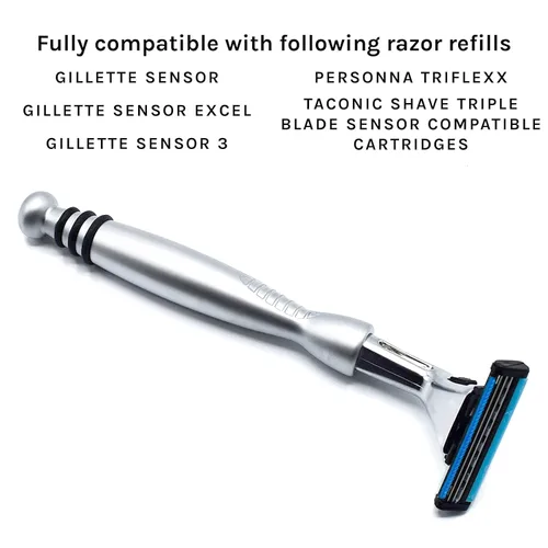 Vista 3 de Taconic Shave, Gillette Sensor & Sensor Excel - Maquinilla de afeitar de cabeza de pivote de triple cuchilla, incluye 1 cuchilla precargada, ofrece