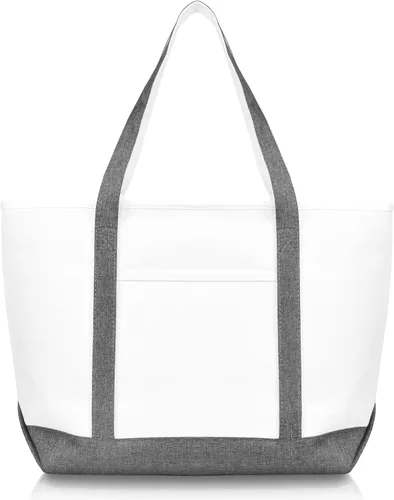 Vista 3 de Bolsa Dalix de 23 pulgadas, calidad superior, 24 oz, bolsa de lona de algodón Gris