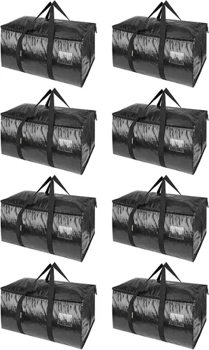 Vista 45 de BALEINE Paquete de 2 bolsas de mudanza de gran tamaño con asas reforzadas, bolsa de almacenamiento resistente para ropa, suministros de mudanza