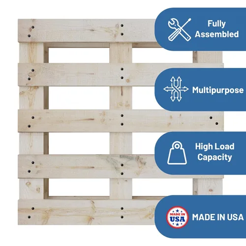 Vista 4 de Greaton, Paleta de madera de entrada de 4 vías para servicio pesado, 40 x 36 x 5 pulgadas, paleta de envío de madera dura de grado industrial