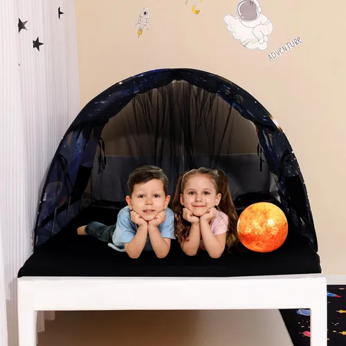 Vista 6 de Tienda de campaña para niños Lucky castle Bed Tent plegable casa de juegos para niños, tiendas de campaña para niñas y niños, toldo para dormir