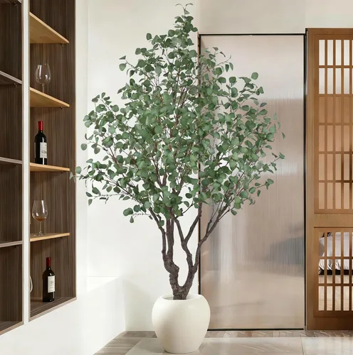 Vista 8 de Árbol de eucalipto artificial de 7 pies con 1470 hojas y maceta