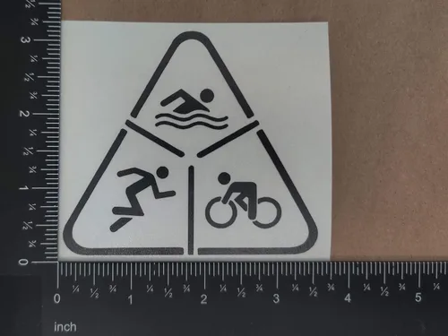 Vista 5 de Paquete de 4 calcomanías de triatlón: Ciclo de natación Correr, TRI, latido del corazón de triatlón (negro, pequeño ~ 3.5")