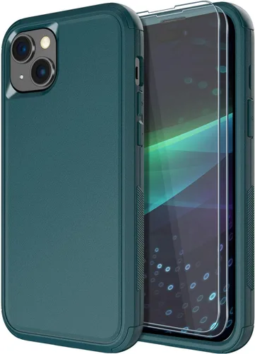 Vista 16 de Diverbox Funda para iPhone 15 [a prueba de golpes] [a prueba de caídas] [protector de pantalla de vidrio templado], funda de protección resistente