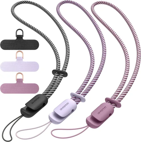 Vista 17 de SURPHY Paquete de 3 correas de muñeca para teléfono con lengüeta de sujeción para teléfono celular, correa para teléfono celular, correa para A
