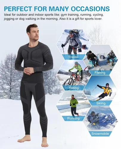 Vista 6 de MEETYOO Conjunto de ropa interior térmica para hombre Sport Long Johns Base Layer