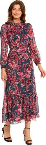 Vista 2 de Maggy London Vestido largo con cuello de volantes para mujer con detalle fruncido en la cintura, ocasión para eventos