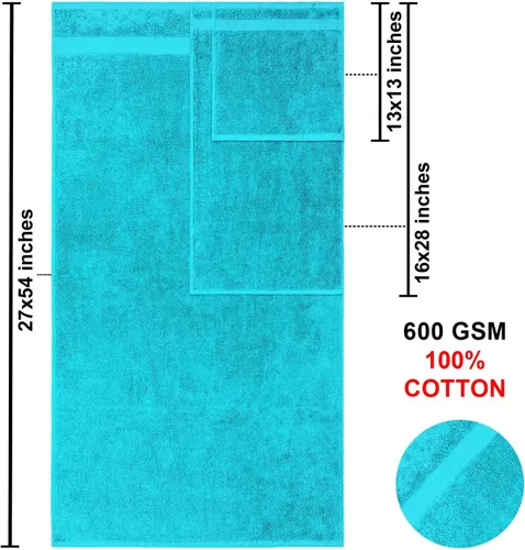 Vista 5 de American Bath Towels Juego de 6 toallas turcas de 100% algodón, ultra suaves, absorbentes, 2 toallas de baño, 2 toallas de mano, 2 toallas pequeñas