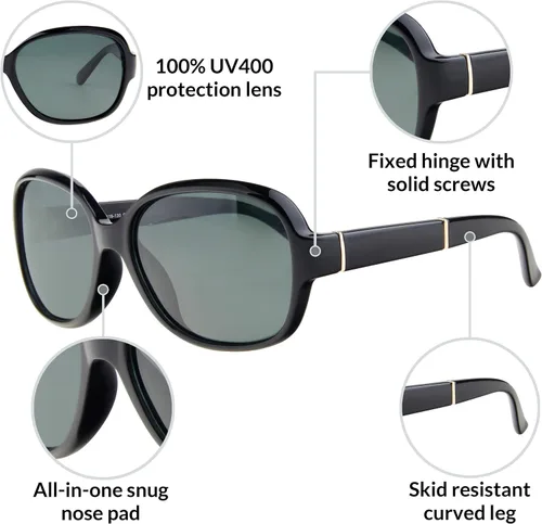 Vista 3 de Stylle Gafas de sol de gran tamaño para mujer, diseño de marco retro, protección UV400 polarizadas