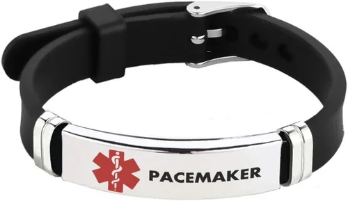 Vista 25 de TGLS Pulsera de identificación de alerta médica roja para mujeres y hombres de emergencia de primeros auxilios de alerta sanitaria grabada con láser