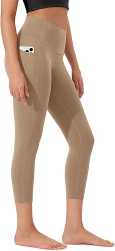 Vista 28 de ODODOS Pantalones capri de yoga suaves como mantequilla para salón con bolsillos para mujeres, leggings capri de cintura alta de 14"/19"/21