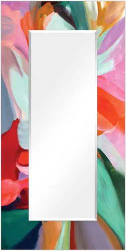 Vista 44 de Empire Art Direct Espejo de pared rectangular biselado en blanco y negro con vidrio templado impreso abstracto, tocador, espejo de baño, listo