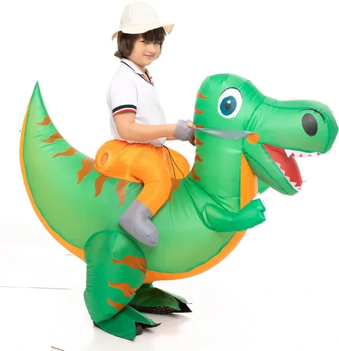 Vista 2 de IHGYT Inflatable Costume for Kids, Blow up Dinosaur Costume for Boys and Girls, Halloween Party Riding T Rex Outfits