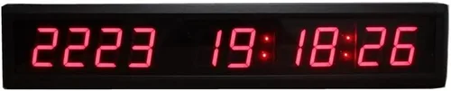 Vista 3 de AZOOU 1.8 pulgadas 10 dígitos color rojo temporizador LED cuenta regresiva/arriba montado en la pared reloj con días horas minutos segundos