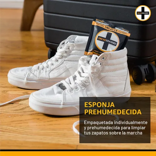 Vista 6 de SneakERASERS Limpiador instantáneo de zapatos esponja prehumedecida, paquete de 3