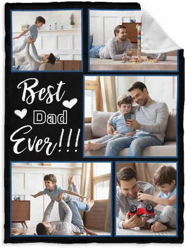 Vista 42 de InterestPrint Manta personalizada para papá de parte de hija e hijo, manta de cama personalizada con el texto "Best Dad Ever" con Love You Daddy, 7
