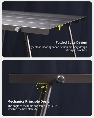 Vista 7 de Flexifold - Mesa de campamento de aluminio ultraligera, mesa de campamento plegable portátil, pequeña mesa auxiliar para exteriores con bolsa
