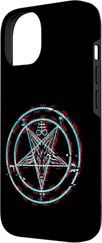Vista 2 de Funda de terror estética para iPhone 14 Pentagrama satánico Baphomet Vaporwave