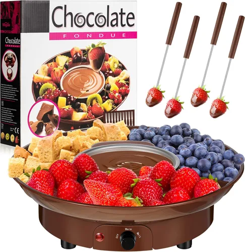 Vista 10 de Lallisa Juego de ollas de fondue eléctricas, kit de fondue de chocolate, máquina de fondue eléctrica, bandejas de servir desmontables con 4