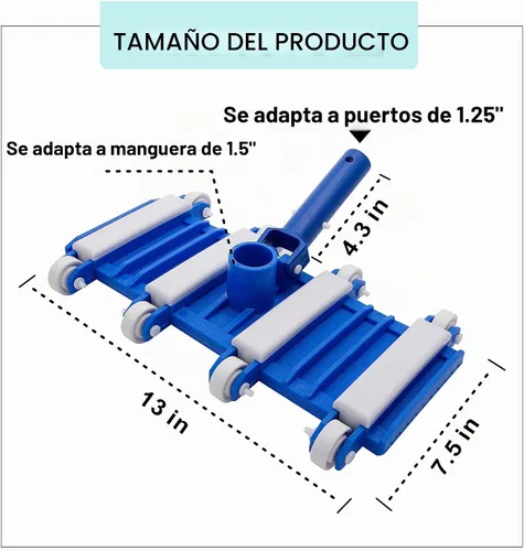 Vista 6 de Cabezal de aspiradora de piscina con ruedas, cabezal resistente de 14
