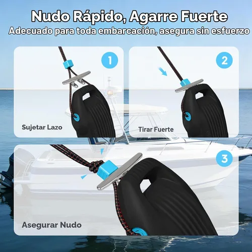 Vista 7 de AWEMUFA Defensas de Barco Fáciles de Instalar Parachoques para Atraque Defensa Ideal para Pontón, Lobina, Moto Acuática y Barcos de Pesca Negro