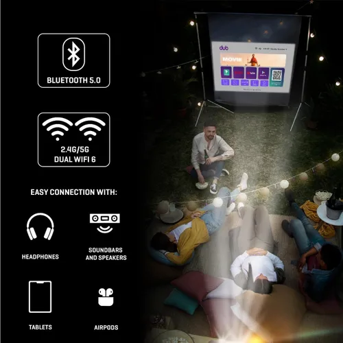 Vista 8 de Proyector DUB con aplicación de TV gratuita Android 14 FullHD Altavoz integrado WiFi y Bluetooth Enfoque automático 2 GB de RAM HDMI
