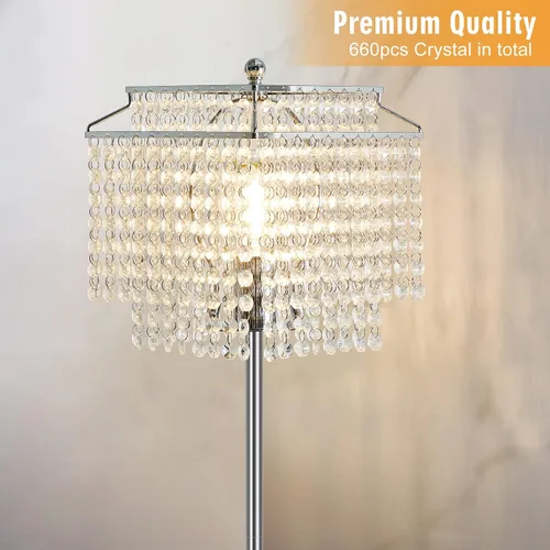 Vista 2 de Luvkczc Lámpara de pie de cristal, lámparas de pie modernas de 64 pulgadas de alto con pantalla de doble capa, interruptor de pie de encendido