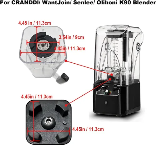 Vista 7 de Vaso de repuesto para licuadora, se adapta a CRANDDI K90 K95, Wantjoin/Senlee/Oliboni K90