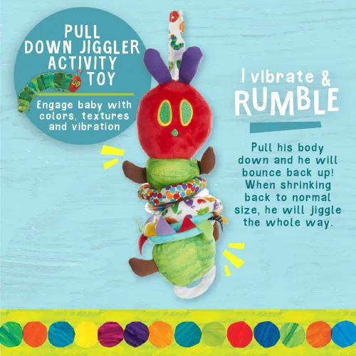 Vista 2 de El mundo de Eric Carle, juguete de actividad oruga muy hambrienta, oruga Jiggle